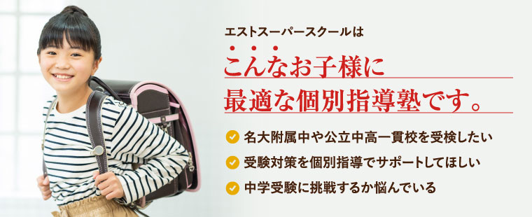 こんなお子様に最適な個別指導塾です。公立中高一貫校に受験したい 受験対策を個別指導でサポートしてほしい 中学受験に挑戦するか悩んでいる