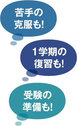 苦手の克服も!1学期の復習も！受験の準備も！